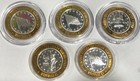 Lot Of 5 Westward Ho Silver Strike  10 Gaming Tokens  999 Silver - Las Vegas