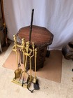 Vintage Brass Fireplace Tool Set Stand Iron Poker Hearth Companion Free Ship