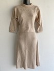 Vtg 50s Lawrence Lofties Boucle Sexy Rockabilly Sweater Dress Set Top   Skirt M