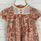 Vintage Toddler Short Sleeve Floral Top dress Size 2t Orange Lace Trim
