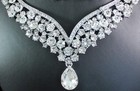Elegant Clear Austrian Rhinestone Crystal Bib Necklace Earrings Set Bridal N1623