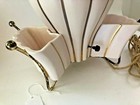 Vintage Mid Century Modern Ca Pottery Television Lamp White Gold Design   Stand