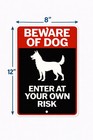 Beware Of Dog Sign Enter At Your Own Risk Metal Warning Sign 8x12