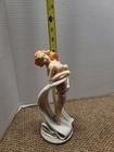 Art Deco Style Figurine Lady Draped In White Fabric Unmarked