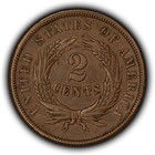 1865 2c Two Cent Piece - Chocolate Brown - Xf - Sku-z5961