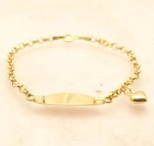 6  Childrens Kids Baby Engravable Id Heart Tag Bracelet Real 14k Yellow Gold 