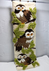 Vtg Mid Century Owls Latch Hook Rug Or Wall Hanging Complete Retro Boho Decor