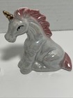 Pair Of Vintage Ceramic Unicorns Rainbow Luminescent Figurines Statues