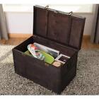 Vintiquewise Storage Trunk Antique Style Large Dark Wooden Lockable Side Latch
