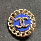 Set Of 5 Blue And Golden Chanel Buttons  18 Mm  Stamped