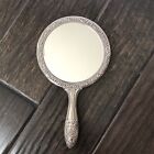 Vintage Silver Plated Mirror With Floral Hand Held Art Nouveau
