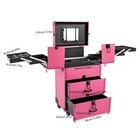 4 In 1 Rolling Zinc Alloy Makeup Train Case Salon Cosmetic Trolley Organizer Box