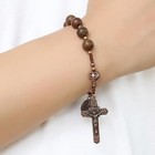 Wood Beads One Decade Pocket Rosery Car Mirror St Benedict   St Benedict Cross
