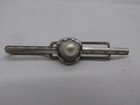 Vintage Sterling Silver Real Pearl   Abalone Tie Clip  5 X 2  Silver  647