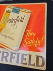 1950 s Vintage Chesterfield Cigarettes Tin Sign Semi Embossed Authentic 23 5x18