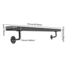 3 05m Black Steel Wall Handrail 200lbs Load - Pre-drilled 10ft Rectangle Modern