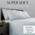 King Sheet Set 6 Piece Hotel Quality Bed Sheet W  4 Pillowcases - Microfiber She