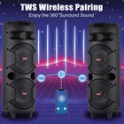 Wireless Portable Bluetooth 2 Speaker Home Bt Party System   Mic Remote Fm Radio