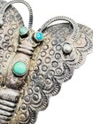 Vintage Navajo Old Pawn Butterfly Moth Sterling Silver Turquoise Pin Brooch