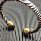 Davidyurmansterling silver 7mm cable amethyst bracelet Hampton   18k gold