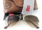 Ray-ban Rb3025 Aviator Sunglasses Gradient Light Brown Lens 58mm Gold Frame
