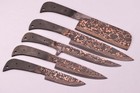 Set Of Handmade Forged Copper Damascus Steel Blank Blade For Chef Knives Making