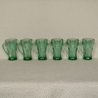 Lot Of 6 Vintage Libbey Coca-cola Green Glass Heavyweight Mugs 16 Oz Handle