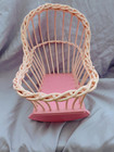 Antique Vintage Baby Doll Rocking Cradle wood   Wicker 13  Long X 12    Tall pink