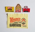 Vintage Wendy s Two Employee Badges  One Napkin And One Card Stock Cut-out