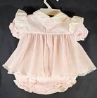 Vintage Mayfair Baby Girl Newborn To 14lbs Accordion Pleats Lace Pink Dress New