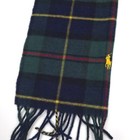  285 Polo Ralph Lauren Blue Green Tartan Plaid Wool Cashmere Scarf Mens One Size