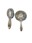 Vintage Ornate Silver Repousse Art Nouveau Style Vanity Set Hand Mirror And Brus