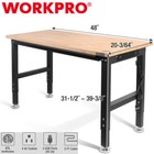 Workpro 48  Adjustable Workbench Heavyduty Rubber Wood Work Table Multi-function