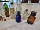 Lot Of 18 Antique Vintage Old Glass Medicine Bottles Blue Clear Embossed Mixed