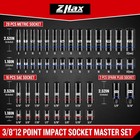 74 Pcs 3 8  Impact Socket Set   12 Point  Sae 5 16 - 3 4    metric  8-22mm 