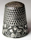 Antique Webster Co  Sterling Silver Thimble     dogwood Blossoms     C1920s