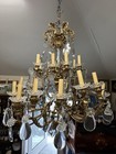 Antique Baccarat French Gilt Bronze Chandelier 24 Arm Entryway Dining Room    