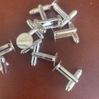10 Silver Metal Cuff Links Blank 10mm Round Pad To Glue Findings Cabs  Cufflinks