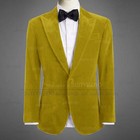 Brief Velvet Peak Lapel Blazers For Men Slim Fit 1 Button Solid Suit Jacket
