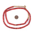 Vintage Czech Red Cylinder Beads 6mm Nigeria African Glass Large Hole Handmade