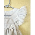 Vintage Baby Pinafore Dress White 12m Yellow   Green Embroidery Flutter Sleeve