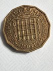 1961 British Brass Three-pence Coin  threepence Or  thrupenny Bit  