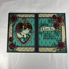 Vintage Yorkraft Stain Glass Folding Panels I Love You Card 1978