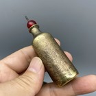 Chinese Vintage Brass Carved Characters Text Exquisite Bottlecurios Art