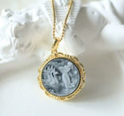925 Sterling Silver Gray Agate Cameo Vintage Jewelry Pendant Estate Jewelry