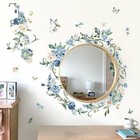 Flower Vines Wall Stickers Blue Rose Watercolor Floral Peel And Stick Wall 