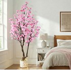 Artificial Pink Cherry Blossom Tree Topiary 7 Ft In White Pot Floral Decor