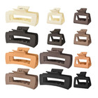 12pcs Rectangle Hair Clips Set 4in   2in Hair Claw Clips Neutral Colors