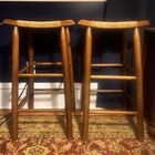 Pair Vintage Antique Rush Seat 30   h Stool- Add Rustic Warmth To Your Home  Rare