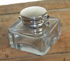 Lot Of 2 Vintage Antique Style Square Clear Glass Inkwell Bottle Ink